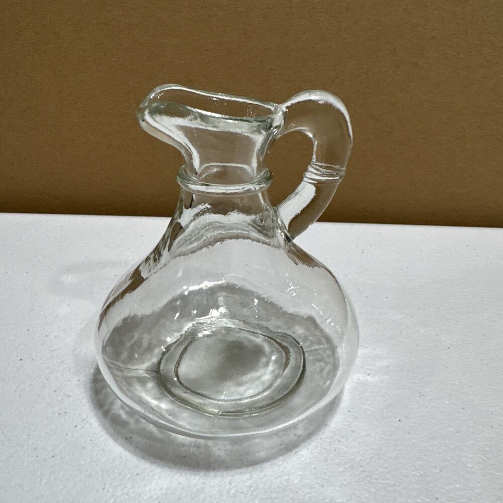 Vintage Small Clear Glass Olive oil Pitcher/Vinegar Cruet Bottle without Stopper
